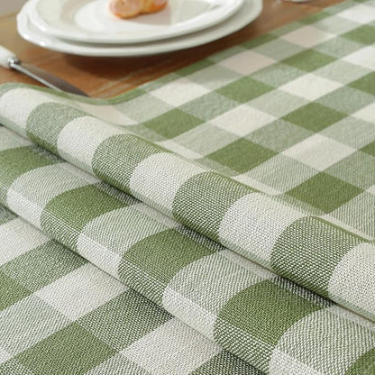 Laolitou Spring Green Checkered Table Runner, Cotton Linen Gingham Table Runners - Image 4