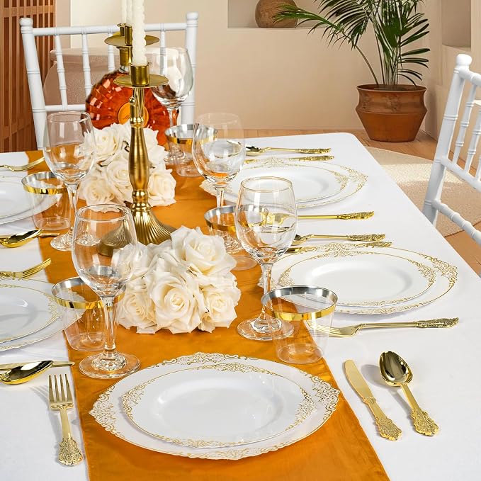 Bestluck 350PCS Gold Disposable Dinnerware - Image 7