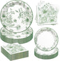 Sage Green Floral Plates and Napkins Party Supplies, Serve 60 Guests | 180pcs by Osonm