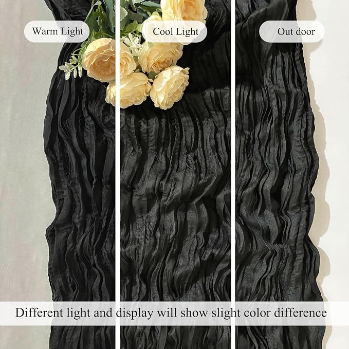 6Pack Black Cheesecloth Table Runners, 17 x 108 inch Black Table Runners | - Image 4