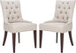 SAFAVIEH Home Collection - Amanda Tufted Upholstered Taupe Dining Chair Set of 2, Nailhead Trim, Classic Design (MCR4515A-SET2)