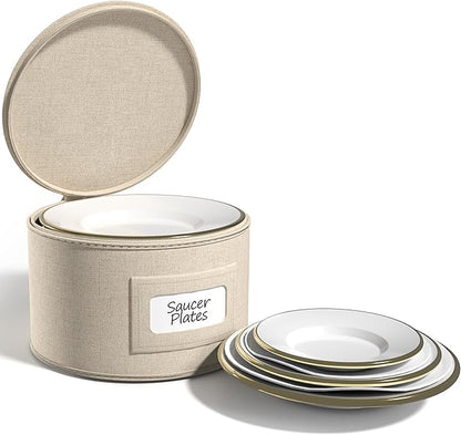 Sorbus China Storage Containers – Dinnerware Organizer for Dessert Plates with Lid (Holds Service for 12) with Felt Protectors – 7.25" x 5"