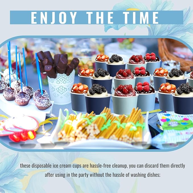 Jingmore Paper Ice Cream Cups 9oz Colored Disposable Dessert Bowls - Image 7