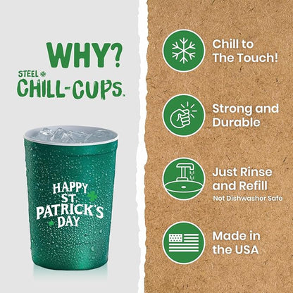 Steel Chill Cups 16 oz. Party Cups, St. Patrick's Day, 100% recyclable - Image 3