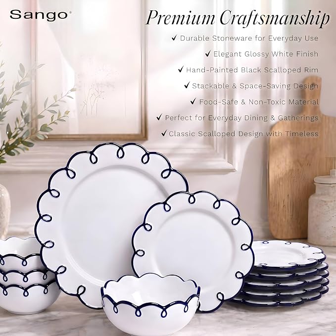 Sango 12-Piece Stoneware Dinnerware Set - Image 3