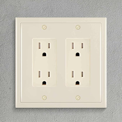 Henne Bery Modern Edge Decorative Wall Plate Switch Plate Outlet Cover, Durable Solid Zinc Alloy (Double Decorator, Light Almond)