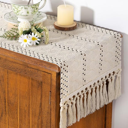 Boho Table Runner Summer Farmhouse Rustic Dining Dresser Scarf Home Decor | - Image 3