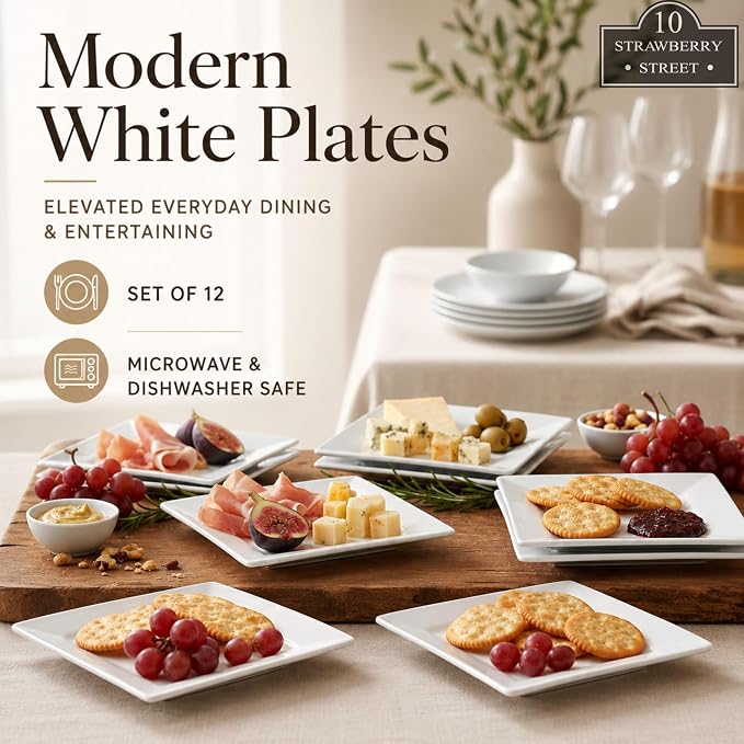 10 Strawberry Street 6" Catering Square Appetizer Plate - Image 4