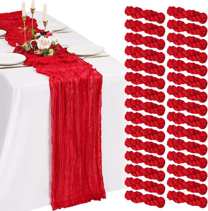 30 Pack Cheesecloth Table Runner 10FT Red Table Runner Boho Gauze Cheese Cloth by Showgeous