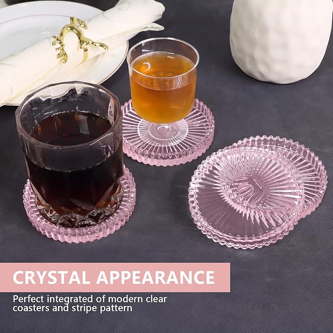 VIBRATITE 4 Inch Glass Coasters Set of 4, Crystal-Like Appearance - Image 4