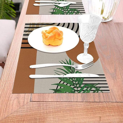 Boho Mid Century Placemats Abstract Geometric Modern Minimalist Washable Place Mats 12x18Inch for Dining Kitchen Farmhouse Decor 6 PCS