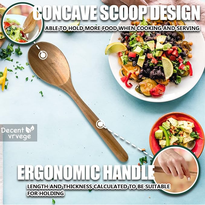 Wood Spoon, Healthy Acacia Wooden Cooking Spoons, Durable Kitchen Serving Spoon - Image 2