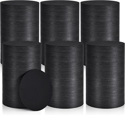 600 Pieces Disposable Paper Coasters, GOH DODD Thickened (1.5MM) 4 Inch Bar Coasters Bulk Absorbent Cardboard Blanks for Drinks DIY Arts Crafts Wedding Party Gifts Education, Black, Round