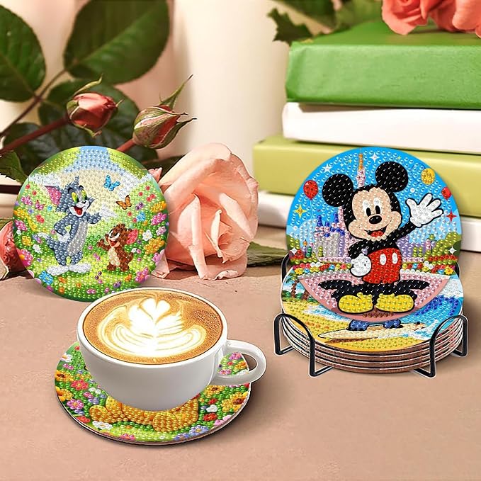 Cartoon Diamond Art Coasters for Adults & Kids, 7 Packs Diamond Painting - Image 3