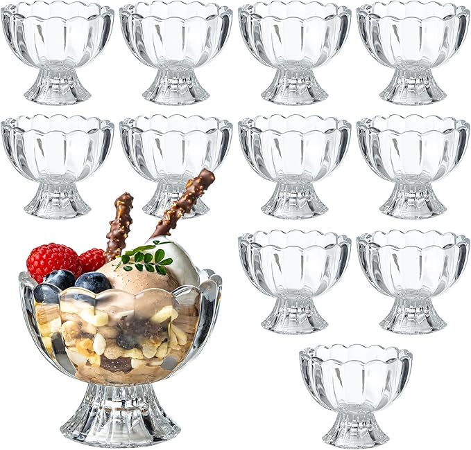 5oz Iced Cream Dessert Bowl, Vintage Footed Tulip Glass Dessert Cups, Cute by JGKYLDZ