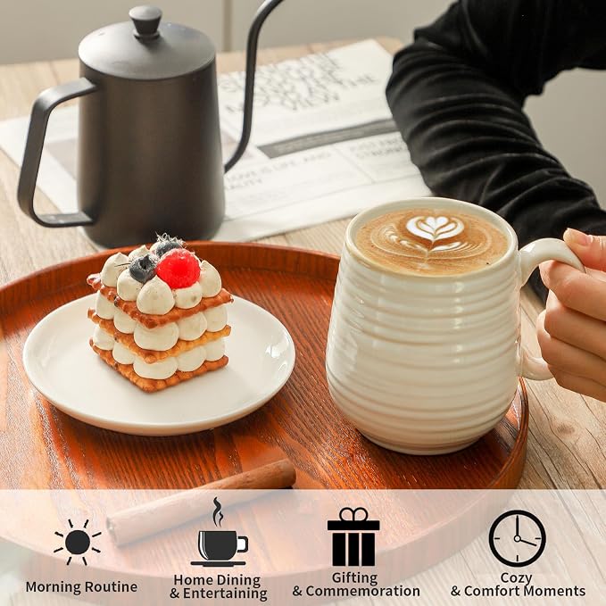 HASENSE Coffee Mugs Set of 2, 20 oz Ceramic Coffee Cups - Image 7