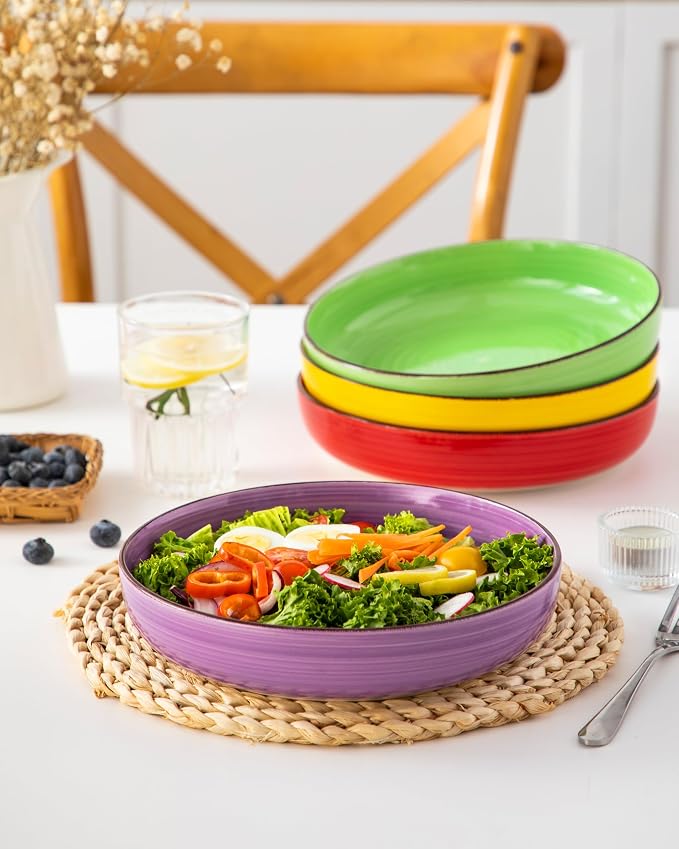 vancasso Pasta Bowls Set of 4, 46 oz Ceramic Salad Serving Bowls and Soup Bowls - Image 6