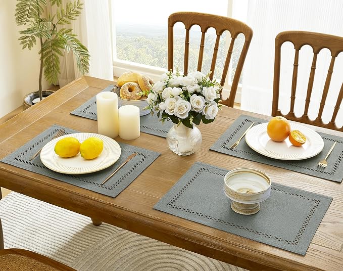 Farmhouse Burlap Place Mats, 12 x 18 Inch | Double Layer, Thick Textured - Image 5