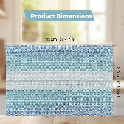 HeloHo Blue Placemats Set of 8,Vinyl Table Place Mats Stain Resistant Foldable Placemats Washable Wipeable Placemat for Kitchen Dining Table Decoration Indoor Outdoor.