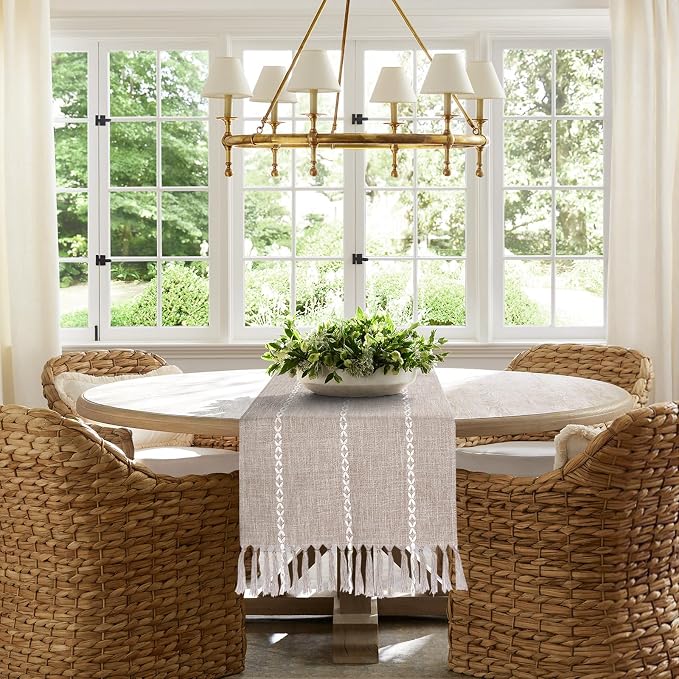 Coffee Table Runner 15x 48 inches Long, Wide Farmhouse Neutral Table Cover Short - Image 8