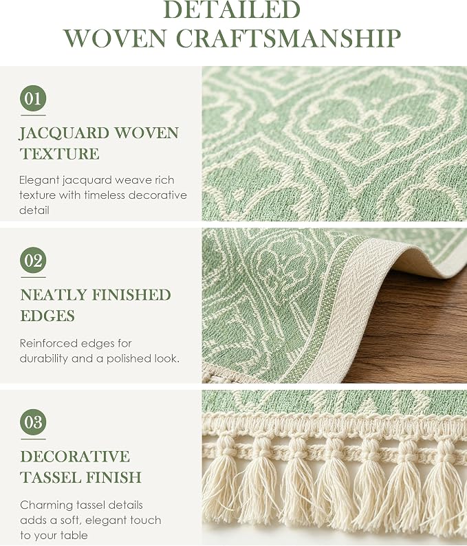 Table Runner, 13.8 x 72 Inch, Jacquard Woven - Image 5