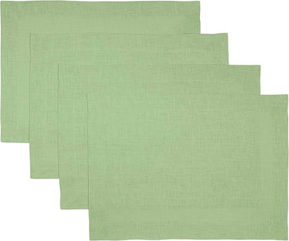 D'Moksha Homes Linen Placemats 14 x 19 Inch - Sage Green Placemats Set of 4-100% Pure Linen Table Place Mats for Spring, St Patricks Day, Easter - Handcrafted and Machine Washable