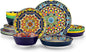 vancasso 16 Pieces Plates and Bowls Set, Bohemian Style Dinnerware Sets Service by vancasso
