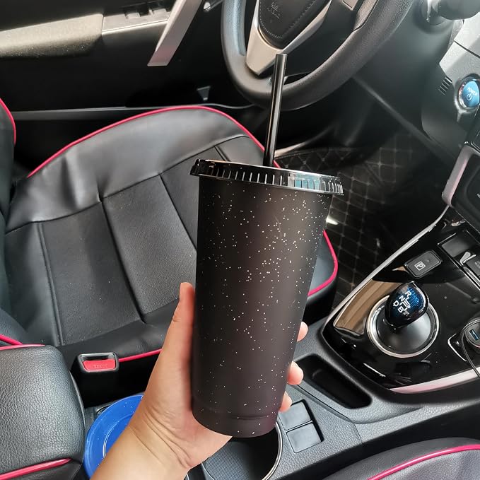 Suertestarry Tumbler with Straw and Lid, Water Bottle Iced Coffee Travel Mug Cup - Image 3