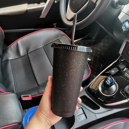 Suertestarry Tumbler with Straw and Lid, Water Bottle Iced Coffee Travel Mug Cup - Image 3