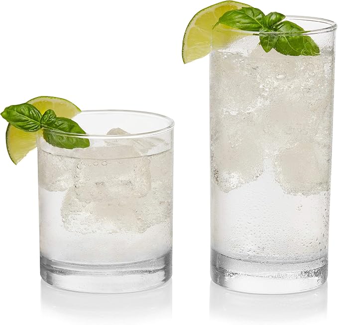 Province Tumbler & Rocks Drinking Glasses Set of 16, Tall Glass Cups | 15.2 oz - Image 3
