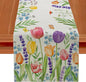 Spring Floral Table Runner Decorations, Tulip and Lavender Farmhouse Table Scarf by JVUZIQ