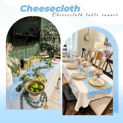 6 Pack Baby Blue Cheesecloth Table Runner 20 x 120 Inch Gauze Table Runner - Image 5