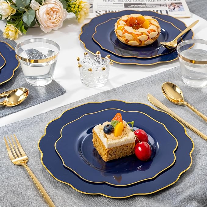 bUCLA 180PCS Blue Plastic Plates - Image 4