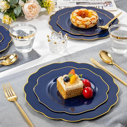 bUCLA 180PCS Blue Plastic Plates - Image 4