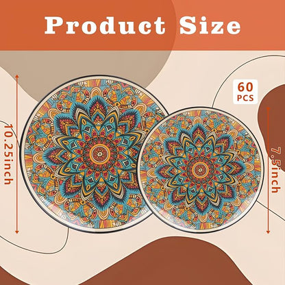 60PCS Bohemian Plastic Plates - Image 3