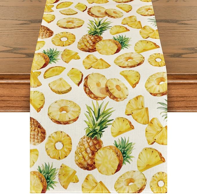 Artoid Mode Pineapple Fruit Spring Summer Table Runner, Seasonal Kitchen Dining by ArtoidMode