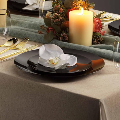 100 Black Plastic Plates Set, Elegant Fancy Heavy Duty - Image 3