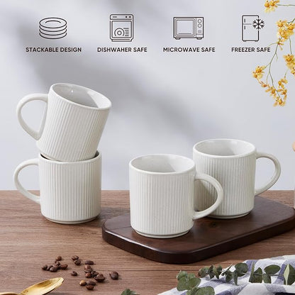 E-far 12 oz Coffee Mugs Set of 6, Stoneware Coffee Cups - Image 8