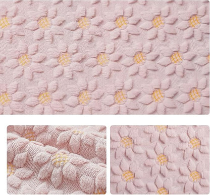 Artoid Mode Pink Soft Plush Faux Fur Jacquard Embroidery Sunflower Spring Table - Image 6