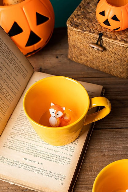 DIHOclub Fox Ceramic Cup Hidden 3D Animal Inside Mug, Cute Cartoon Handmade - Image 7