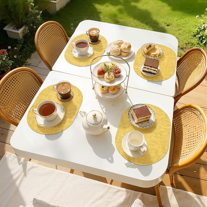 Placemats Set of 6, 11.8 x 17 Inch, Waterproof Wipeable Reversible PU Placemat - Image 2