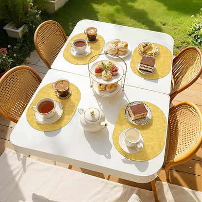 Placemats Set of 6, 11.8 x 17 Inch, Waterproof Wipeable Reversible PU Placemat - Image 2