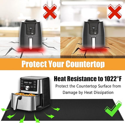 Extra Large Heat Resistant Mat for Countertop, 24 x 78in Fireproof Silicone Mats for Kitchen Counter, Easy to Clean Countertop Protector Mat for Air Fryer, Coffee Maker, Toaster, Oven, Black
