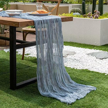 6 Pack Dusty Blue Cheesecloth Table Runner 22x120 Inch | 10Ft Boho Gauze Rustic - Image 8