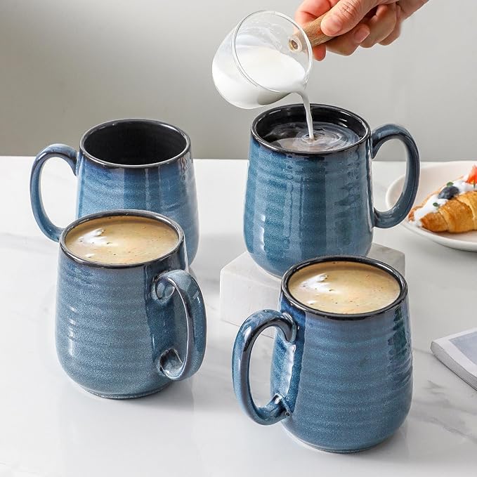 HASENSE Coffee Mugs Set of 4, 12 Ounce Ceramic Coffee Cups - Image 4