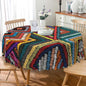 Laeacco 60 Inch Colorful Patchwork Round Tablecloth Woven Geometric Pattern Abstract Art Print Table Cloth Washable Waterproof Wrinkle Free Table Cover for Kitchen Dining Picnic Party Decoration