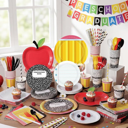 450 Pcs Preschool Kindergarten Back to School Tableware, Serves 50 | Apple - Image 5