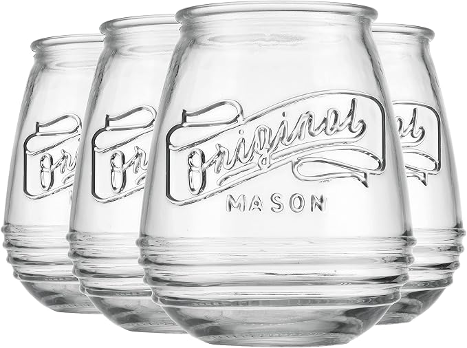 Glaver's Stemless Wine Glasses 21 Oz. Set Of 4 Original Mason Vintage Goblet - Image 7