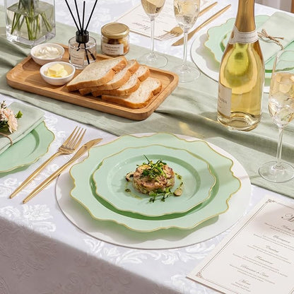 175Pcs Sage Green Plastic Plates - Image 10