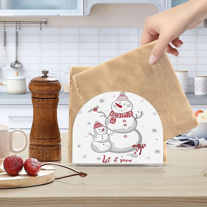 Napkin Holder Snow Santa Crystal Clear Acrylic Napkin Holders Paper Napkin Holder Dining Table Dispenser for Kitchen Restaurant Home Decor Bar Accessories